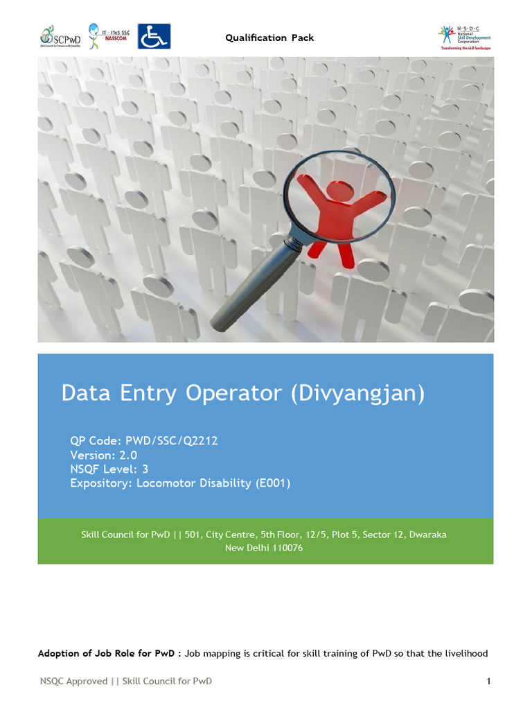Data Entry Operator Qualification Pack | PDF | Safety | Occupational ...