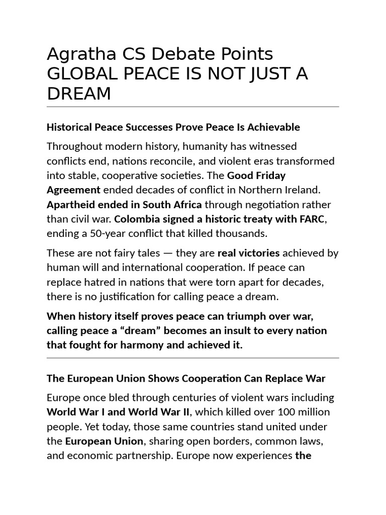 Achieving Global Peace: Proven Successes | PDF | Peace | Peacekeeping