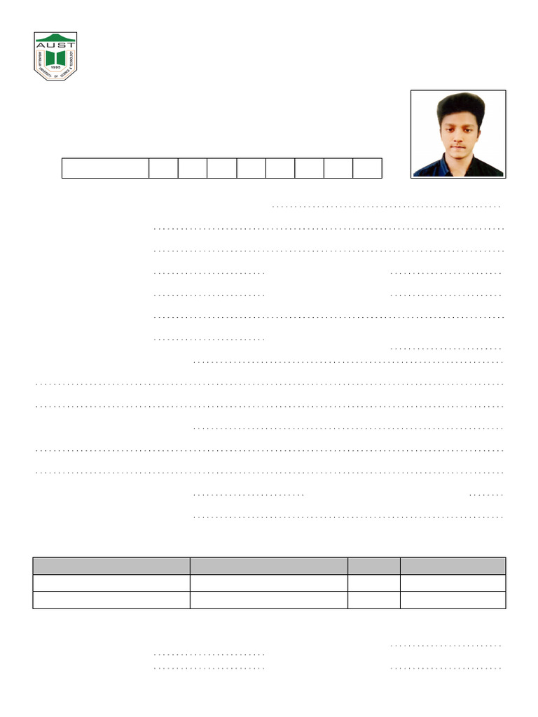 AUST Application Form 25100459 (1) | PDF | Vocational Education ...