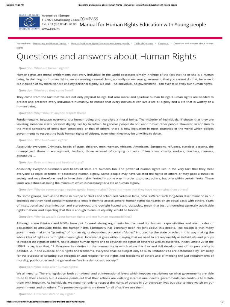 Human Rights Explained for Youth | PDF | Human Rights | Dignity