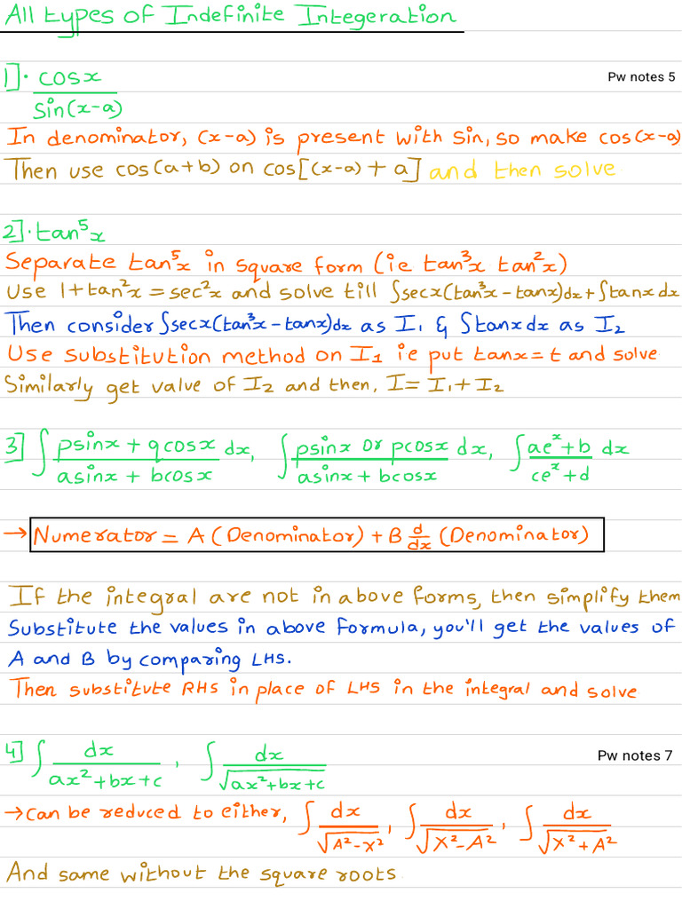 Indefinite Integration | PDF | Equations | Mathematical Analysis