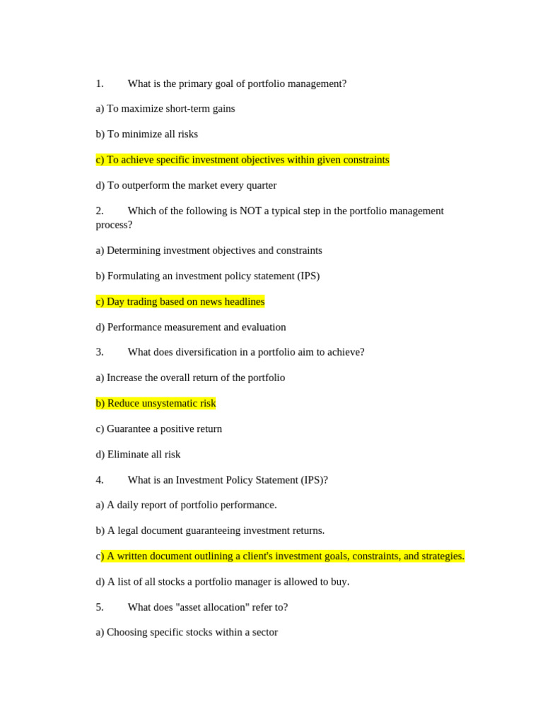Portfolio Management Concepts Explained | PDF | Bonds (Finance ...