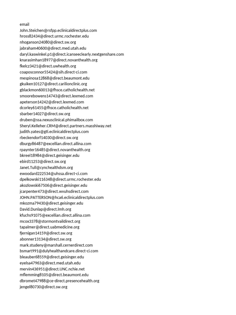 Comprehensive List of Medical Emails | PDF