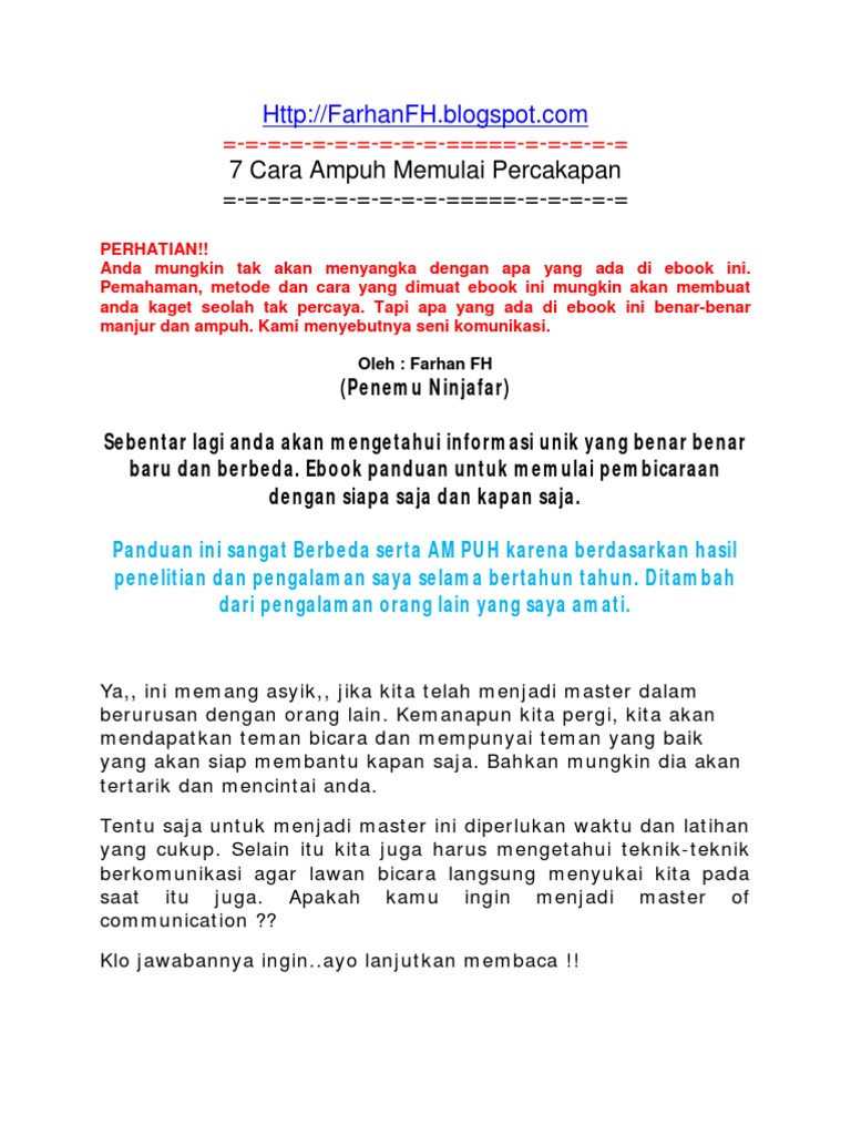 Cara Memulai Pembicaraan Pdf