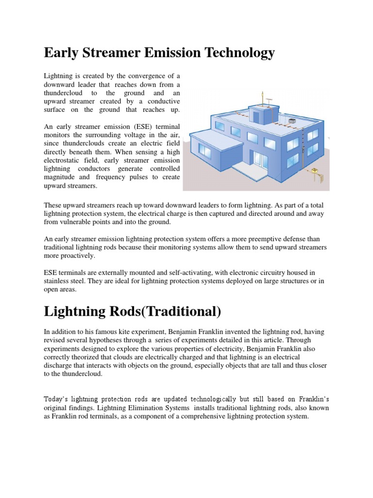 Early Streamer Emission Technology Lightning Electricity