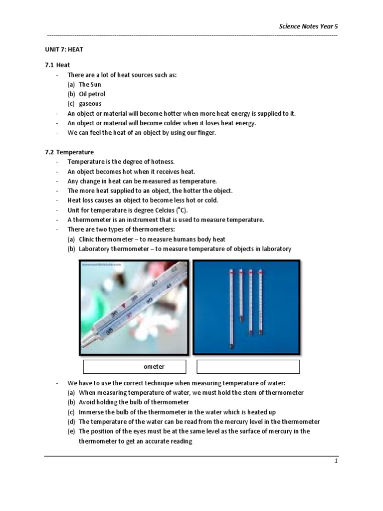Unit 7 | PDF | Thermometer | Heat