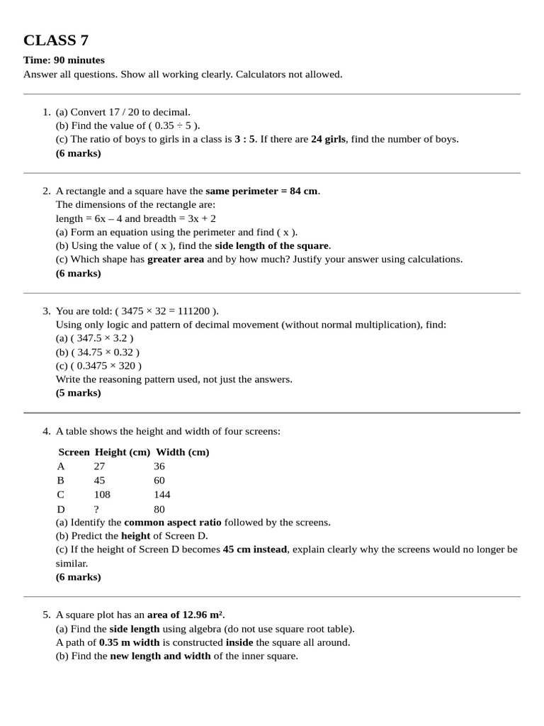 7th | PDF | Area | Length