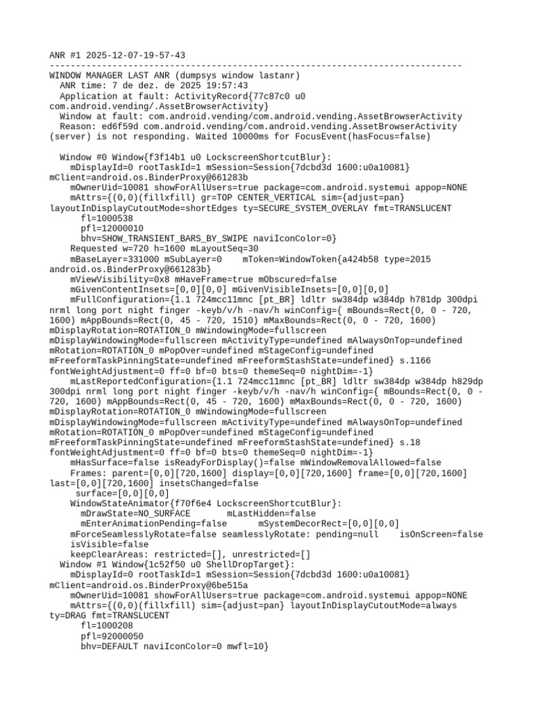 Dumpsys ANR WindowManager | PDF | System Software | Software