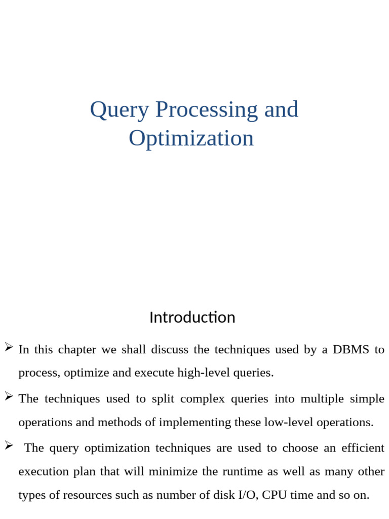 Query Processing and Optimization Techniques | PDF | Relational Model ...