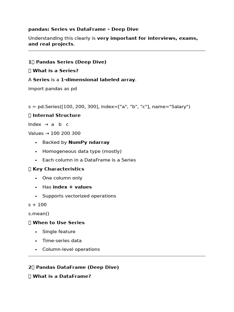 Pandas Series vs DataFrame Explained | PDF | Computer Programming ...
