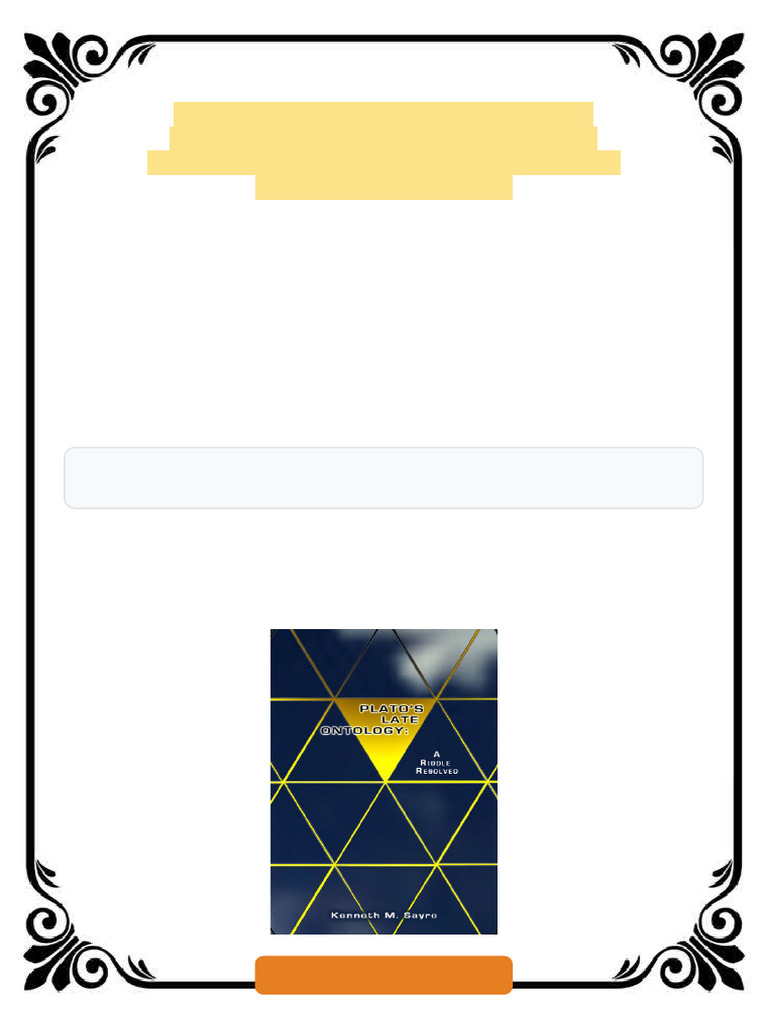 Plato S Late Ontology A Riddle Resolved With A New Introduction and The ...