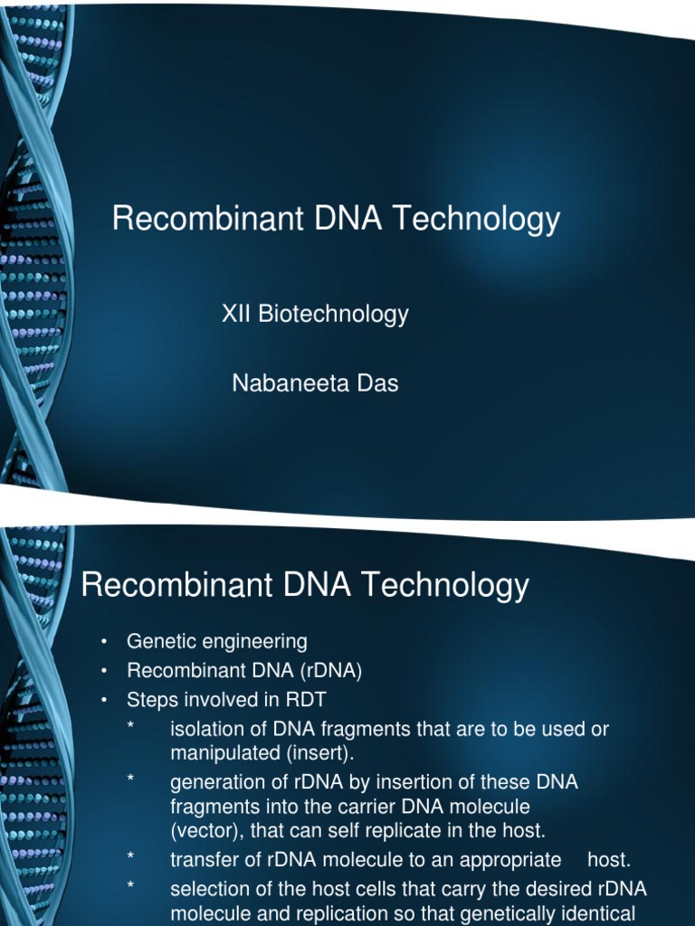 Recombinant DNA Technology | PDF | Plasmid | Molecular Cloning