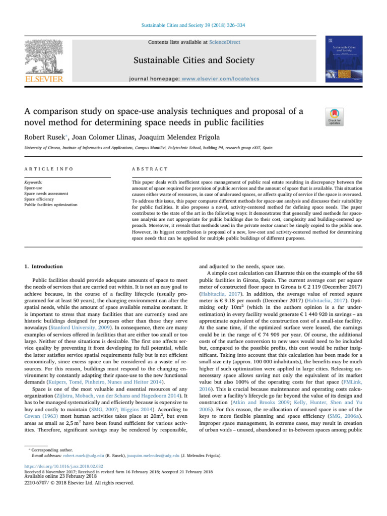 Space Needs Assessment in Public Facilities | PDF | Benchmarking ...
