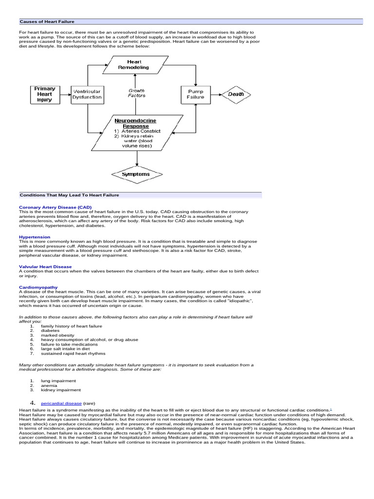 Causes of Heart Failure | PDF | Heart Failure | Heart