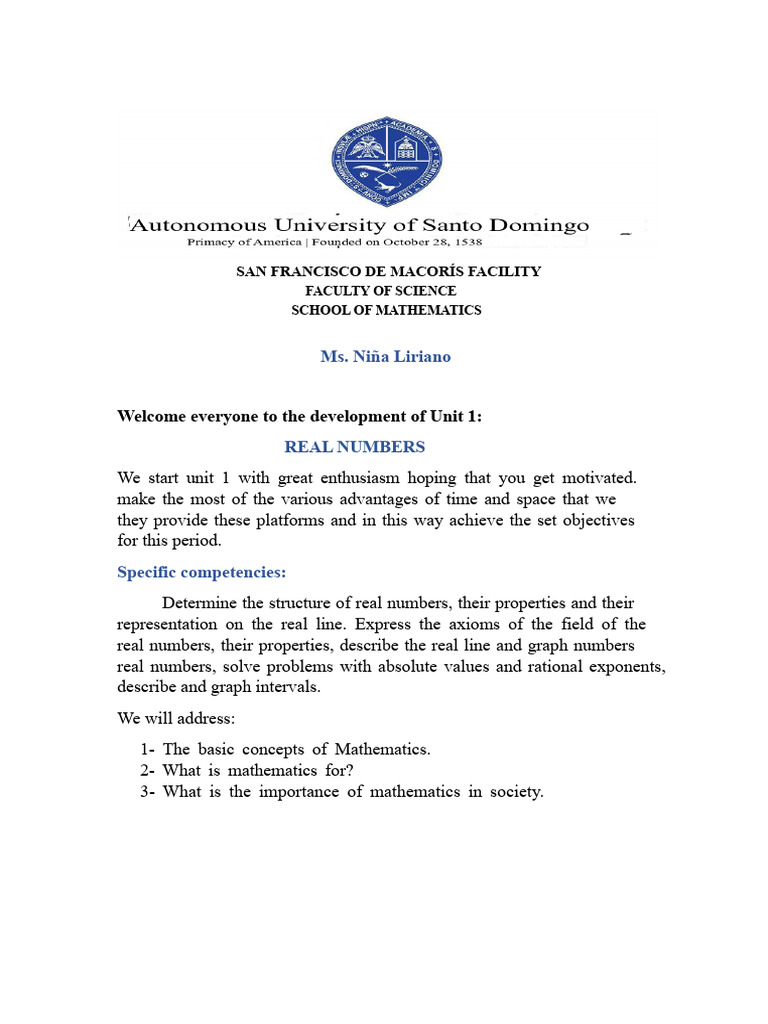 Unit 1 of Basic Mathematics 014. REAL NUMBERS | PDF | Exponentiation ...