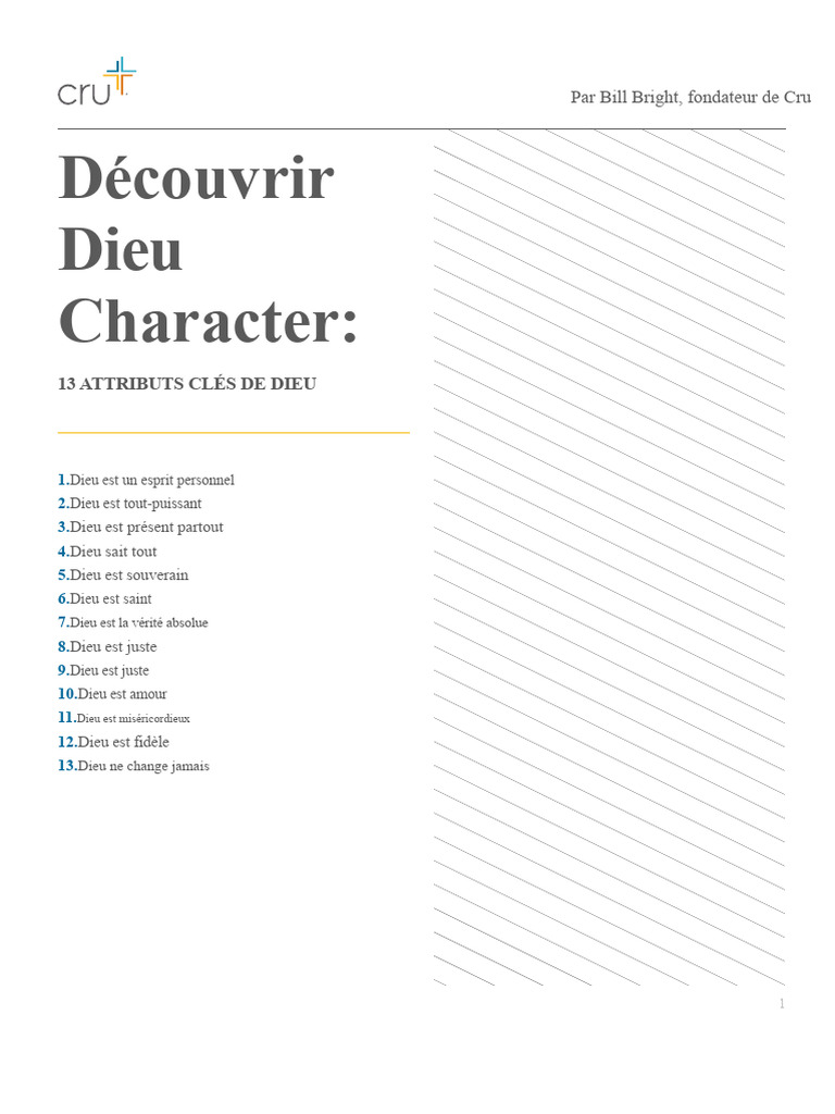 13 Attributs Clés du Caractère de Dieu | PDF | Miséricorde | Dieu