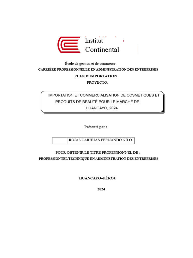 Importation de cosmétiques à Huancayo 2024 | PDF | Cosmétique | Impôts