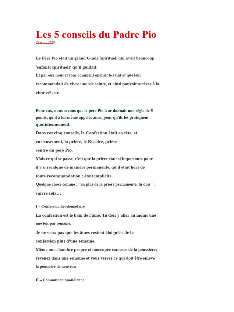 5 conseils spirituels du Père Pio | PDF | Prière | Spiritualité