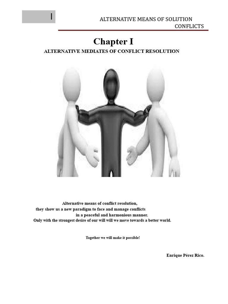 Chapter I ALTERNATIVE MEANS | PDF | Mediation | Arbitration