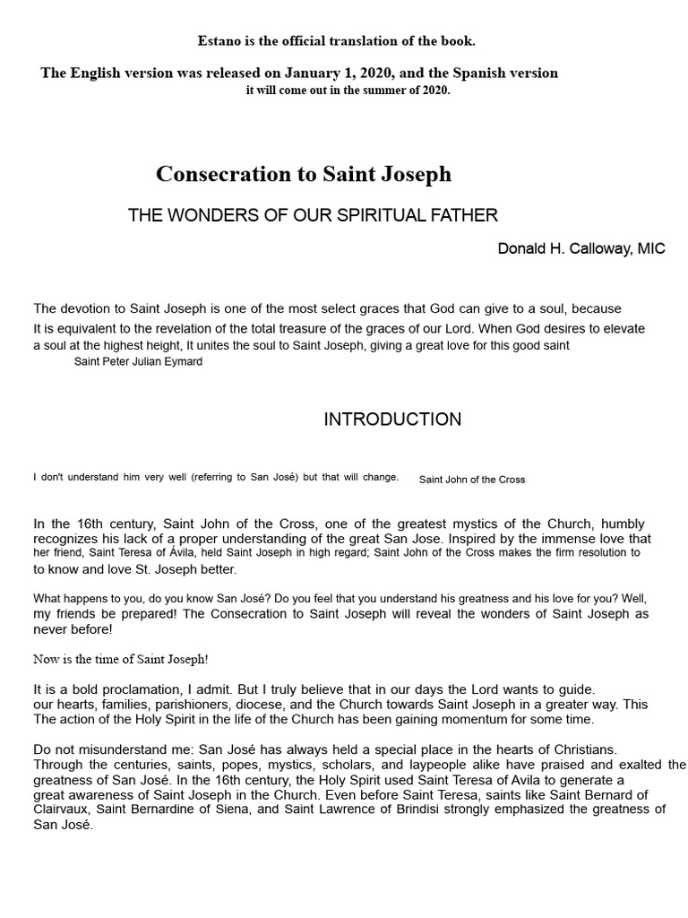 Consecration to Saint Joseph Explained | PDF | Saint Joseph | Mary ...