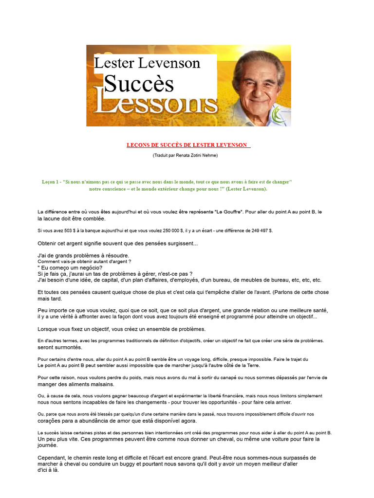 Leçons de succès de Lester Levenson | PDF | Cerveau | Vérité