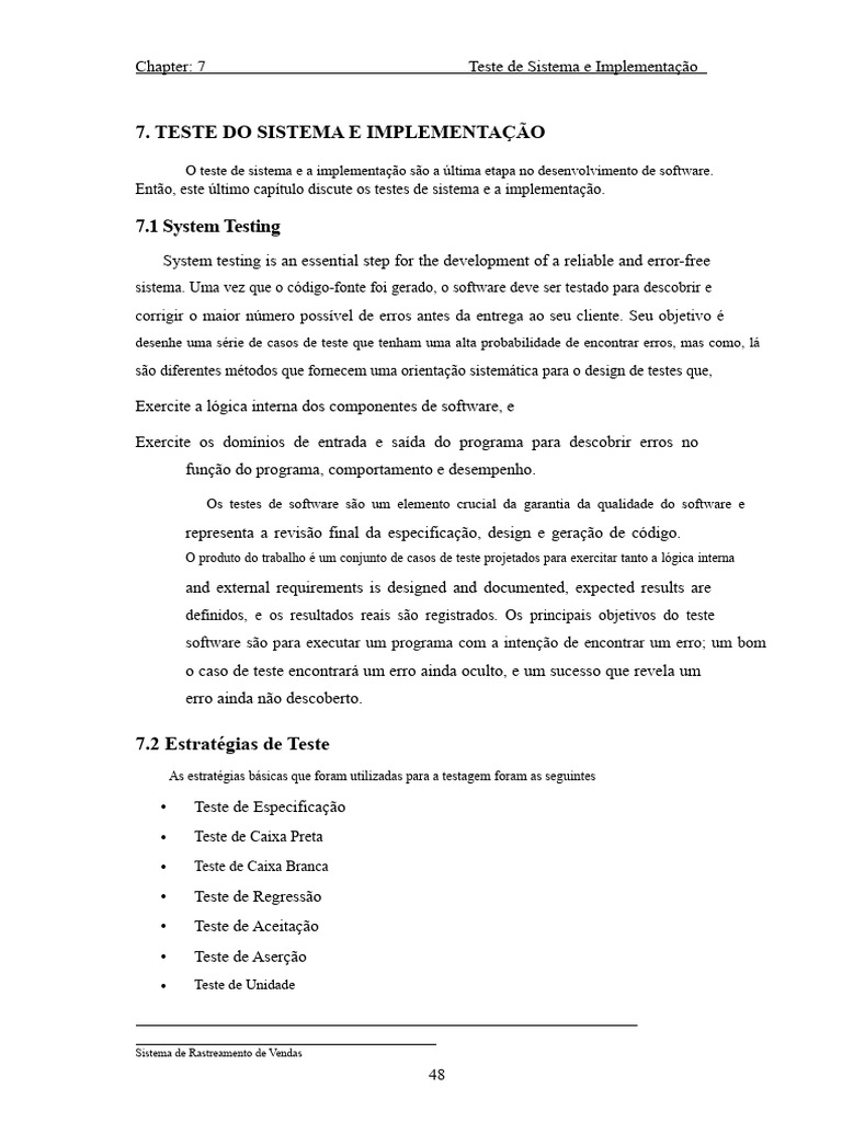Teste e Implementação de Sistemas de Software | PDF | Testes de ...