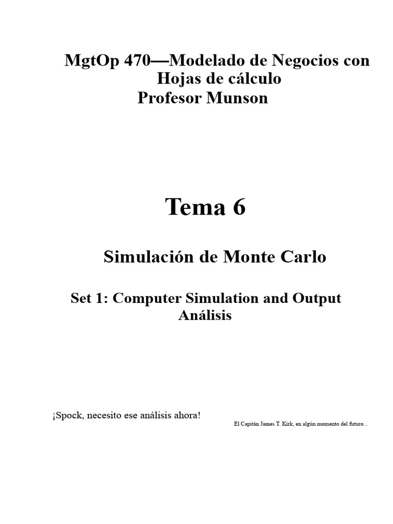 Simulación de Monte Carlo en Negocios | PDF | Método Monte Carlo ...