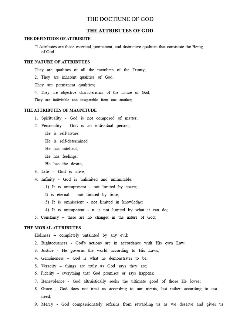 Understanding God's Attributes and Trinity | PDF | God | Trinity