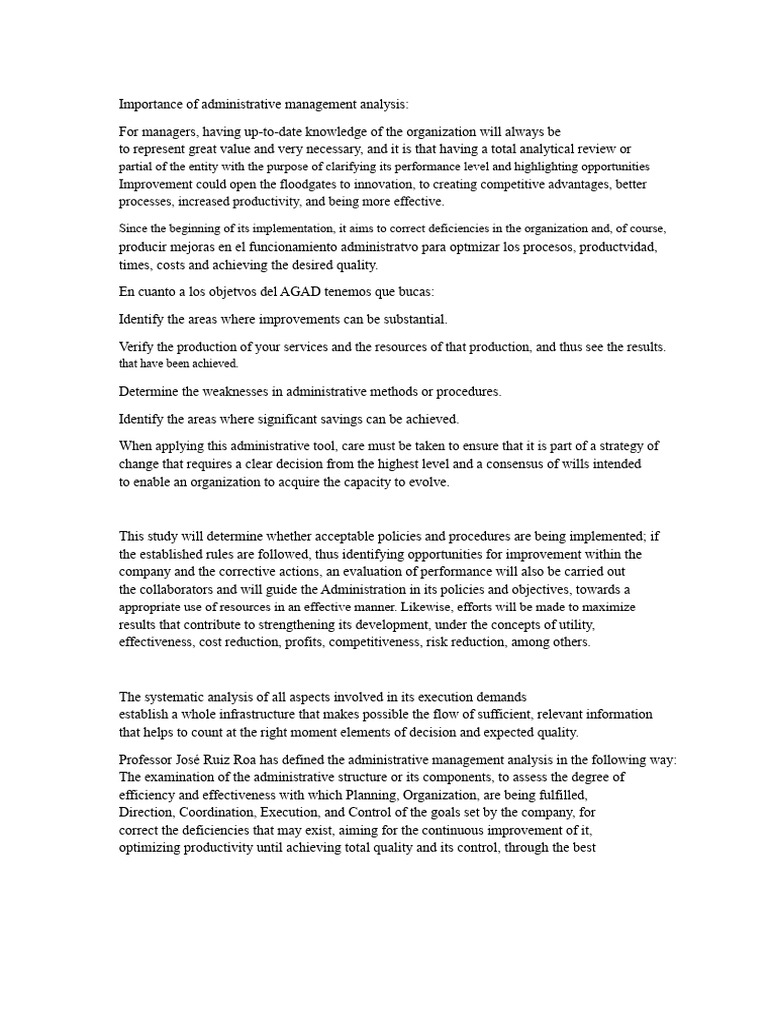 Benefits of Administrative Management Analysis | PDF | Evaluation ...