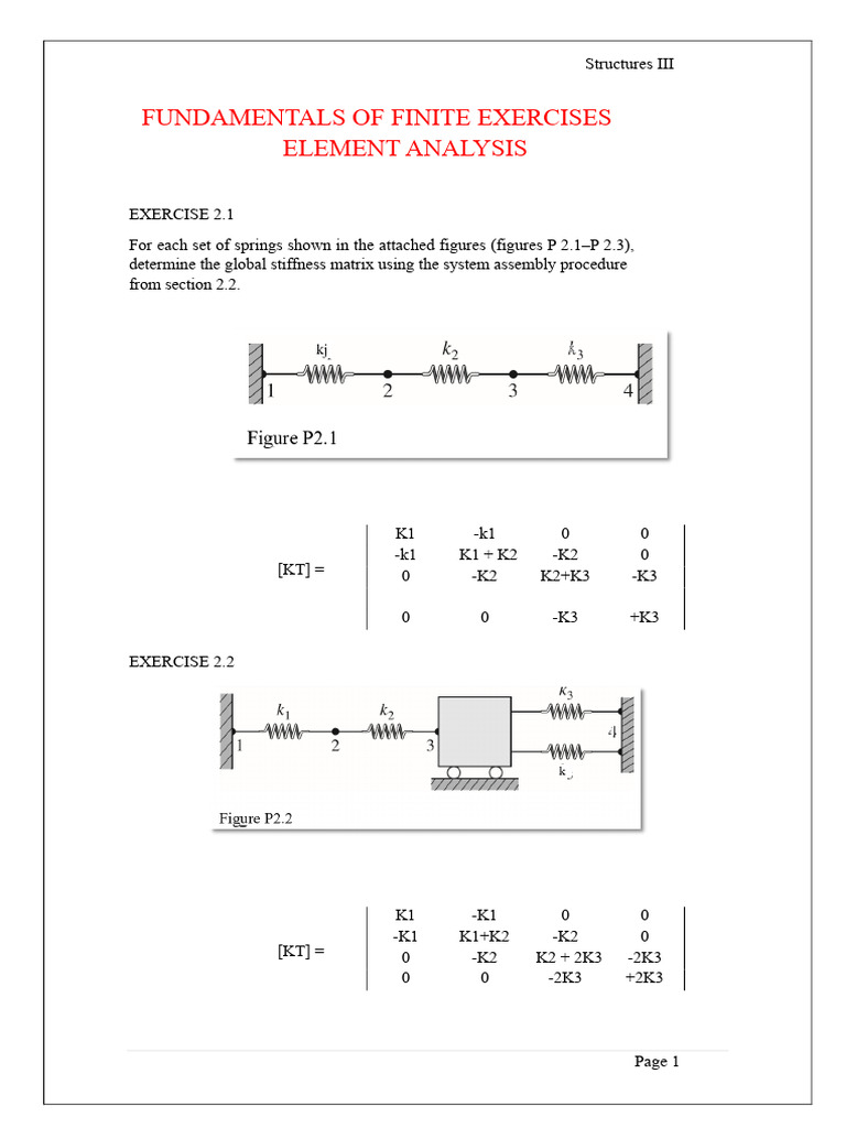 Finite Element Analysis Exercises | PDF | Bending | Applied And ...
