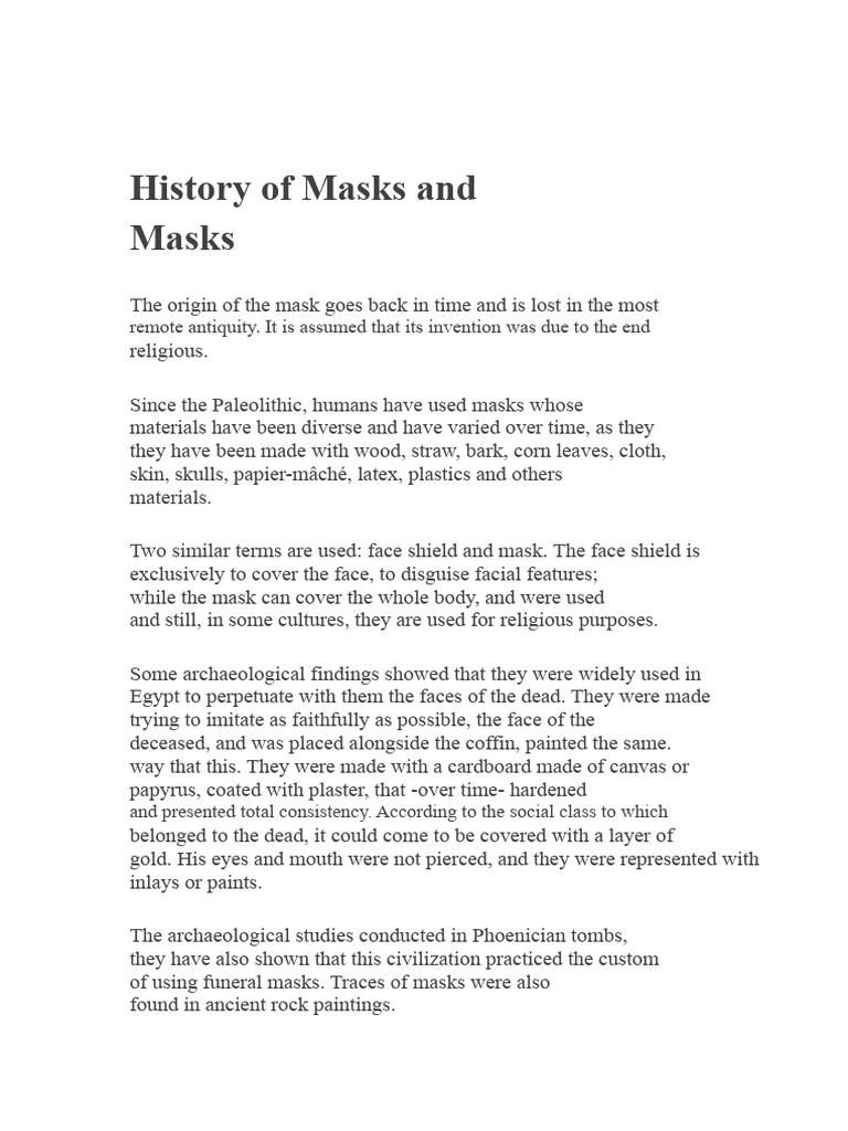 Evolution of Masks Through History | PDF | Mask | Carnival