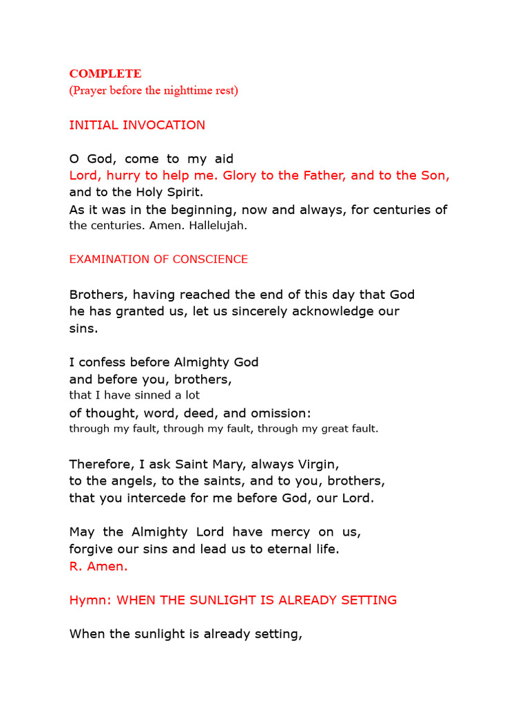 Nighttime Prayer and Reflection Guide | PDF | Theology | Christian ...