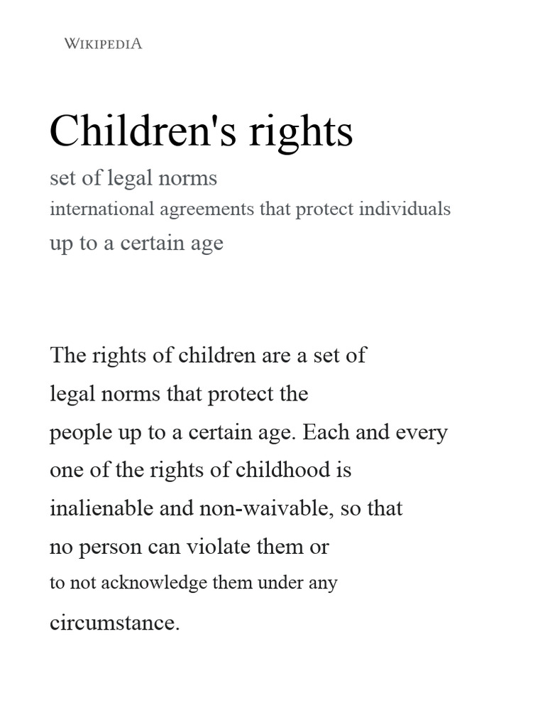 Children's Rights: Legal Protections Explained | PDF | Children's ...
