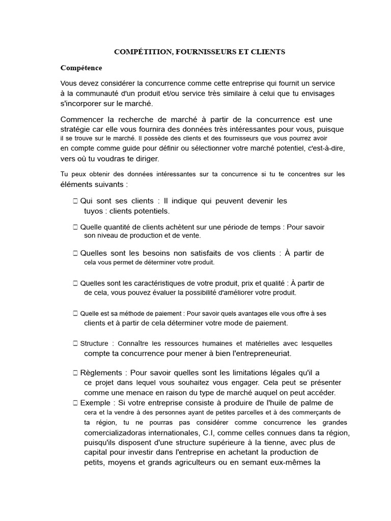 Analyse de la concurrence et clients | PDF | Marché (Économie) | Business