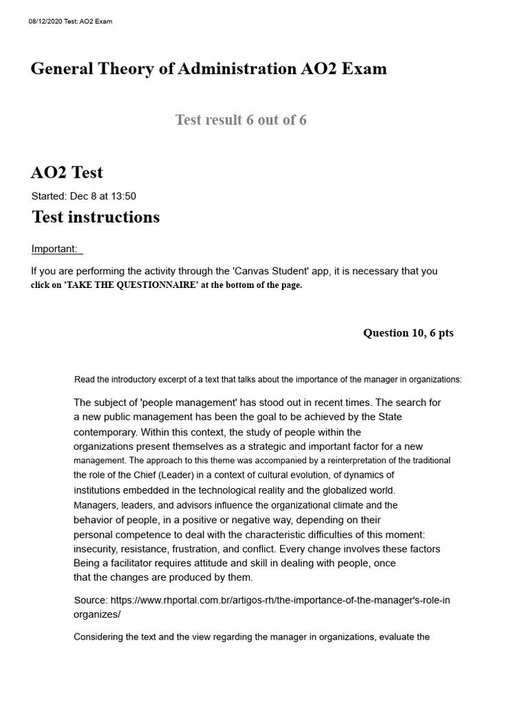 AO2 Exam: Management Theories and Practices | PDF | Max Weber | System