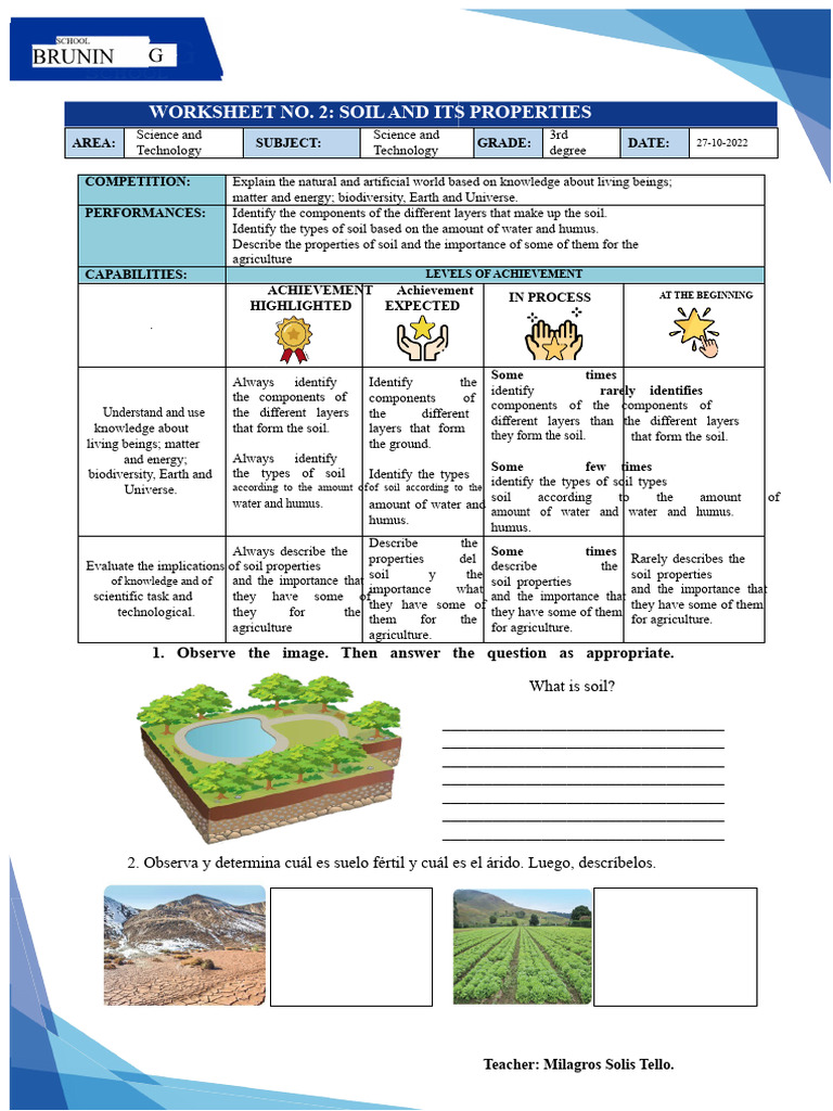 Soil Properties and Types Worksheet | PDF | Soil | Natural Environment