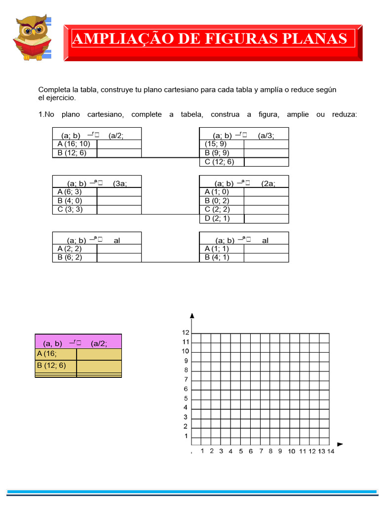 Exercícios de Ampliacão e Redução de Figuras Planas para Quarto ano do ...