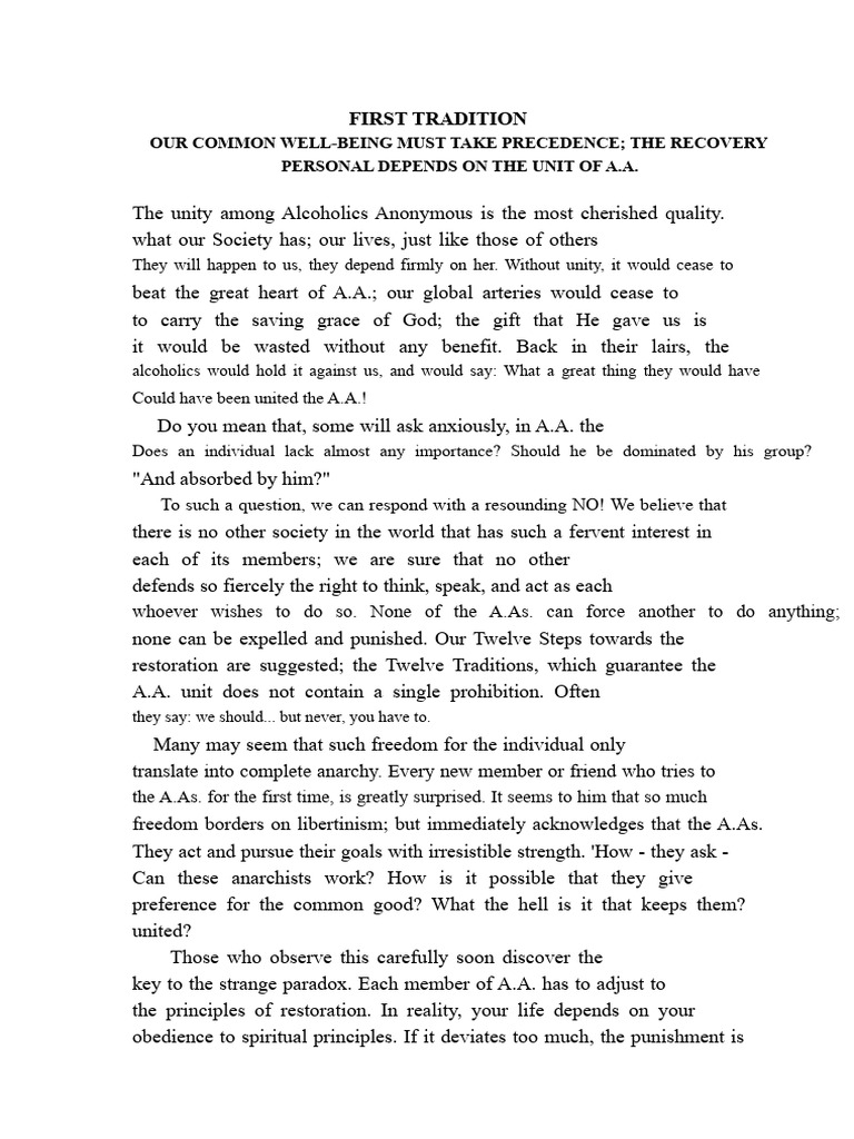 A.A. Unity and Spiritual Principles | PDF | Alcoholics Anonymous
