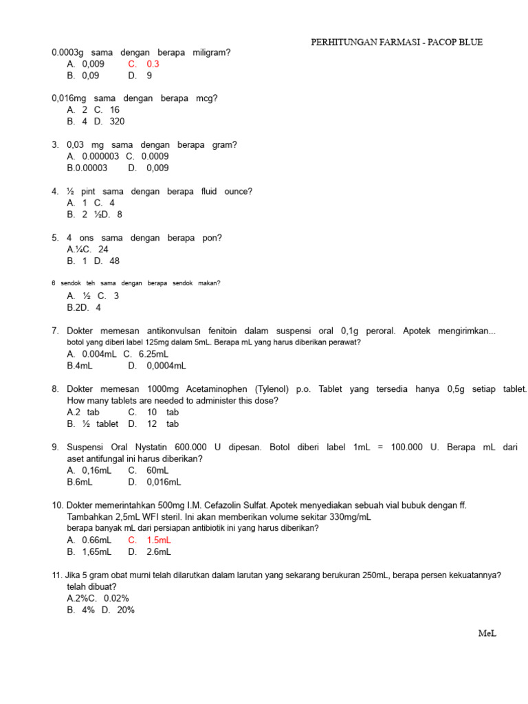 Perhitungan Farmasi-BLUE PACOP[1] | PDF