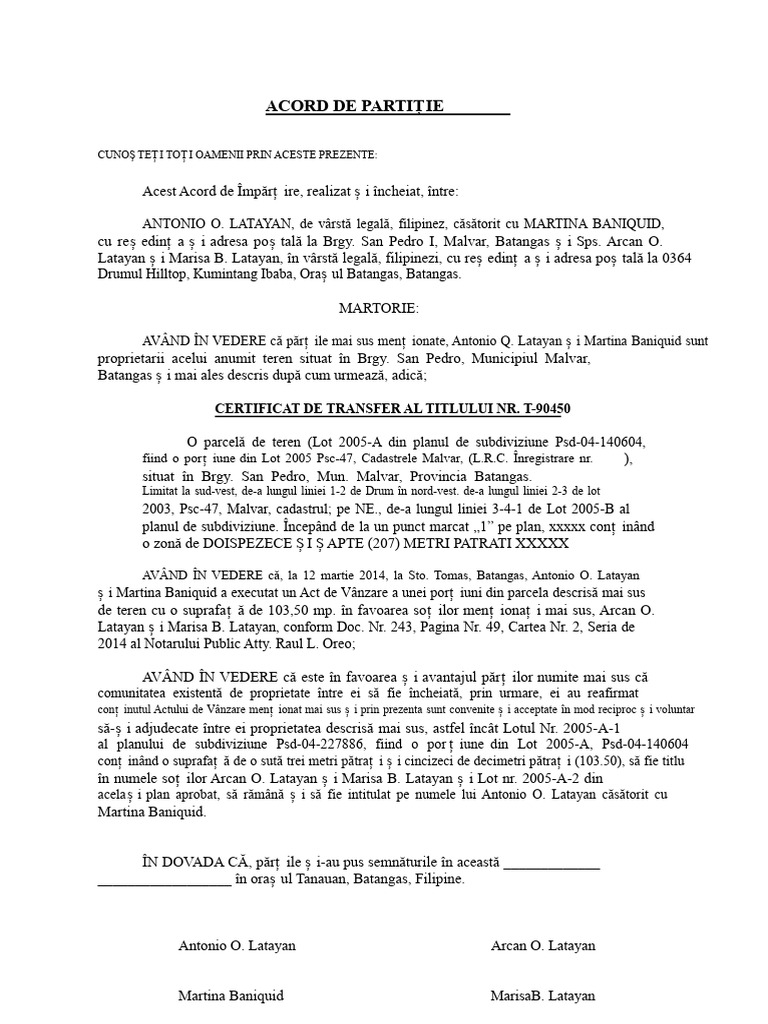 Acord de Partaj | PDF