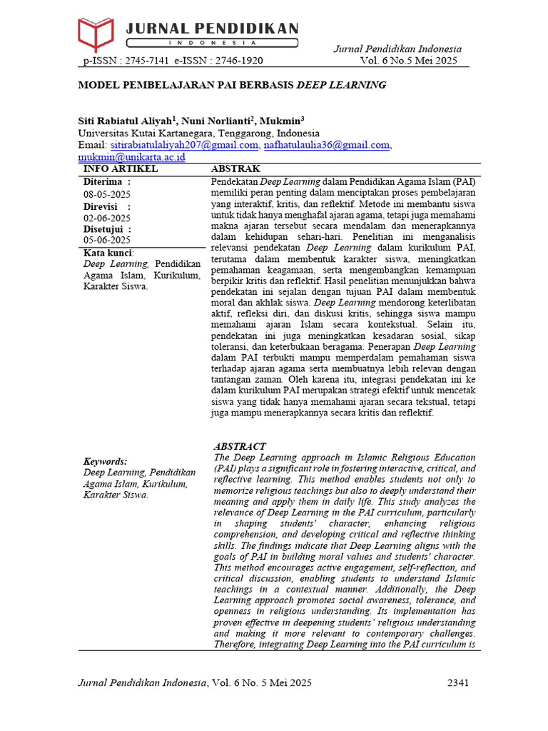 Deep Learning dalam Pendidikan Agama Islam | PDF