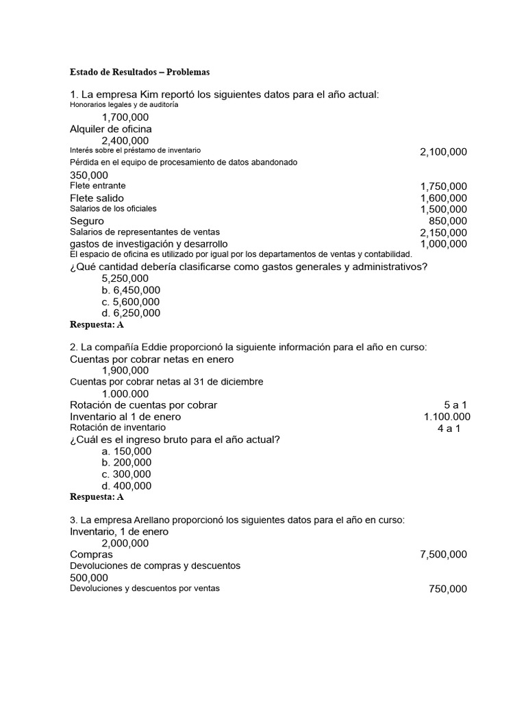 Análisis de Estados Financieros y Resultados | PDF | Costo de los ...