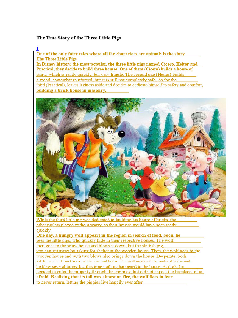 The True Story of the Three Little Pigs | PDF | Pig