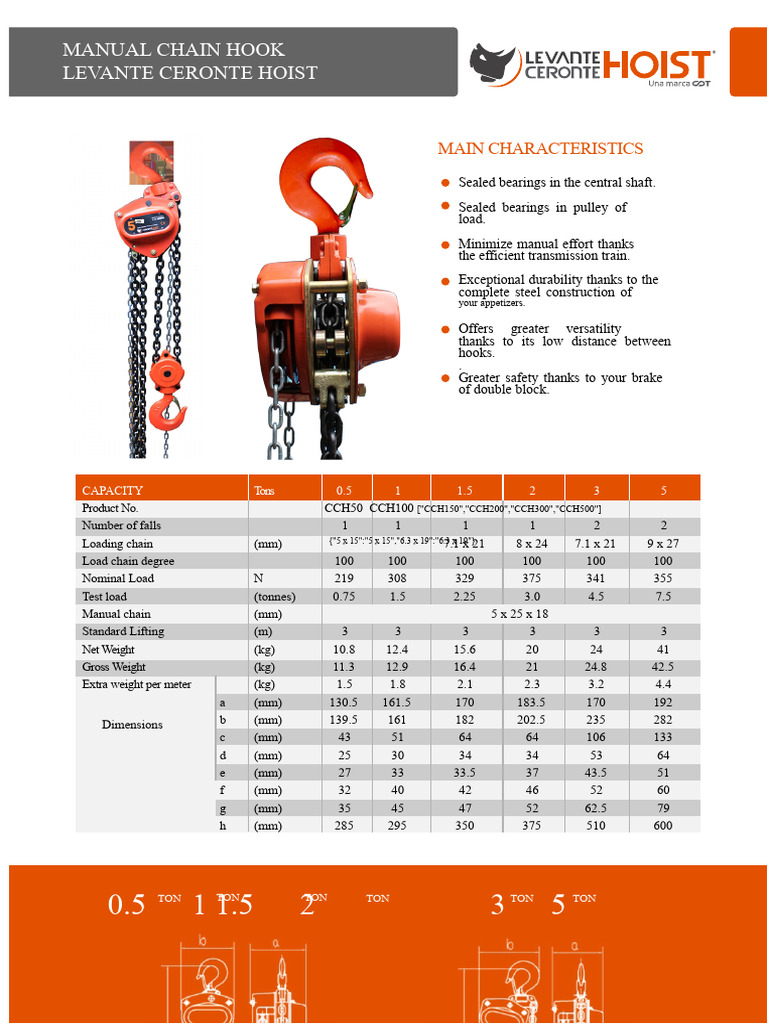 Manual Chain Hook Specifications | PDF | Bearing (Mechanical ...