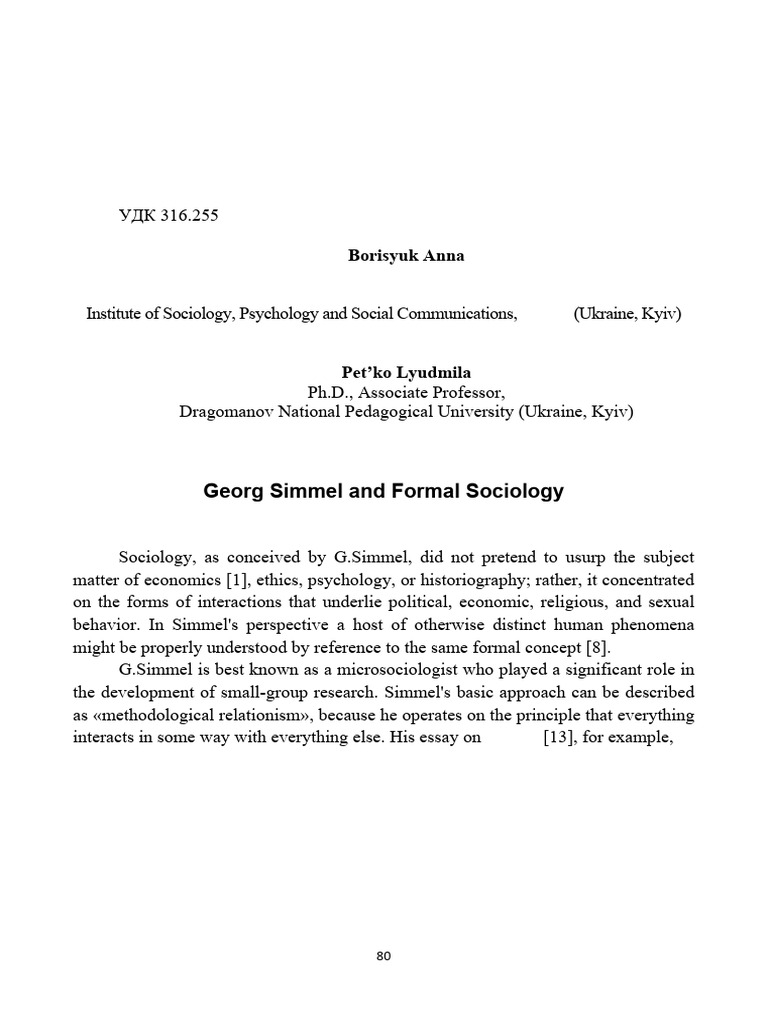 Georg Simmel's Formal Sociology Explained | PDF | Sociology | Social ...