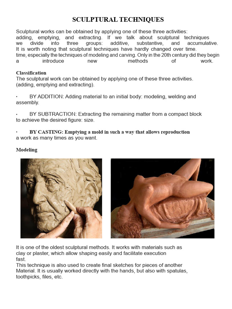 Sculptural Techniques Explained | PDF | Sculpture | Clay
