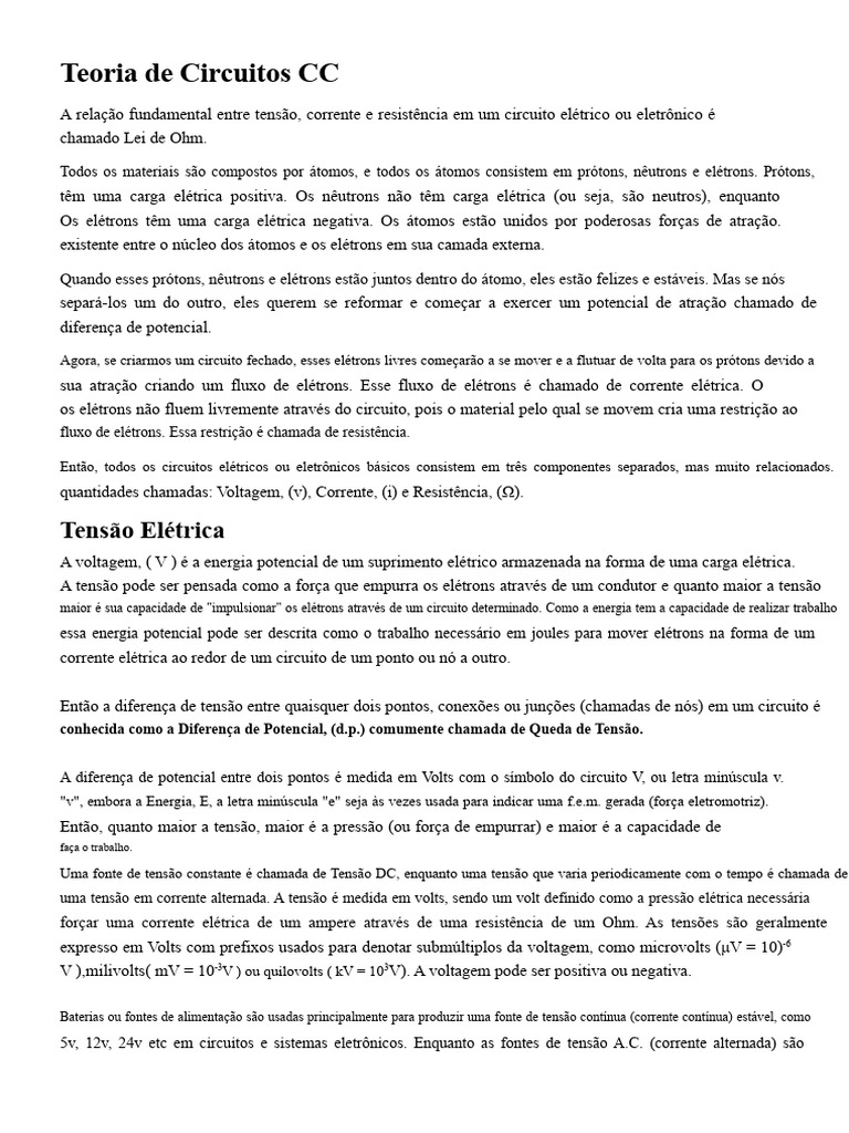 Fundamentos da Teoria de Circuitos CC | PDF | Rede elétrica ...