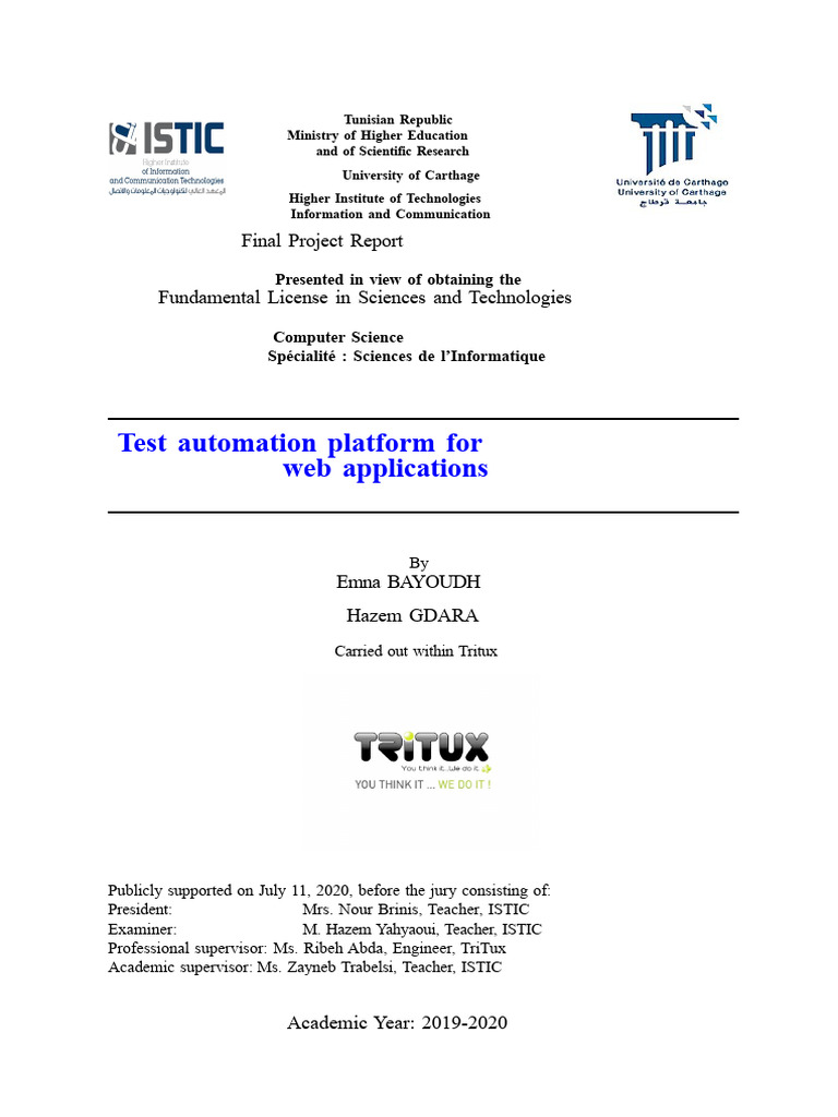 Test Automation Platform Project Report | PDF | Selenium (Software ...