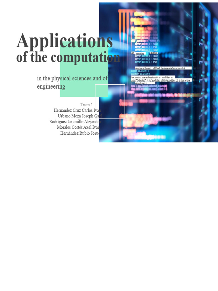 Applications of computing in the physical and engineering sciences ...