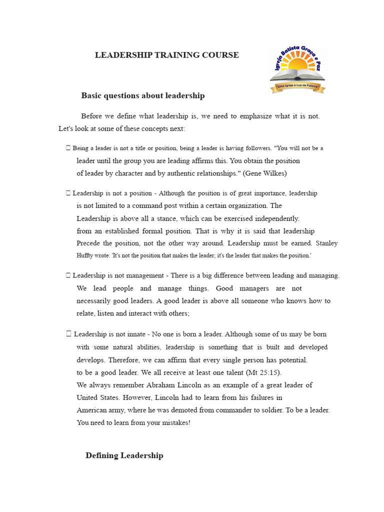 Understanding Leadership Concepts | PDF | Leadership | Disciple ...